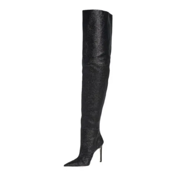 GOOD AMERICAN NEW GLITTER THIGH HIGH SLOUCHY BOOTS