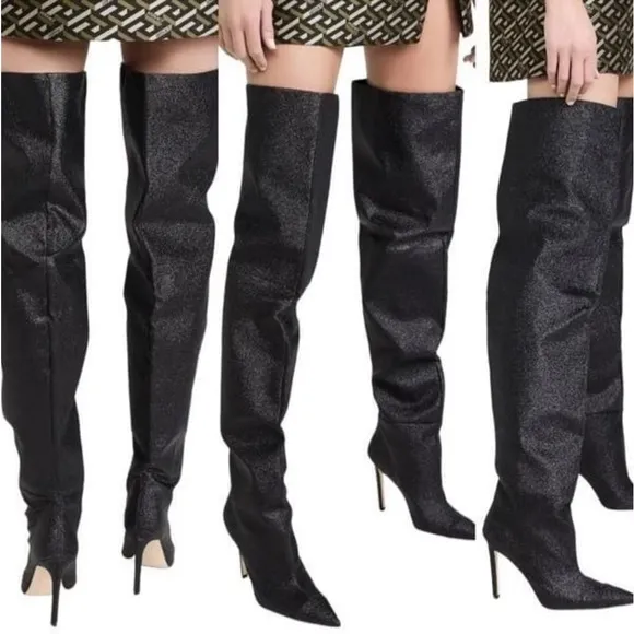 GOOD AMERICAN NEW GLITTER THIGH HIGH SLOUCHY BOOTS