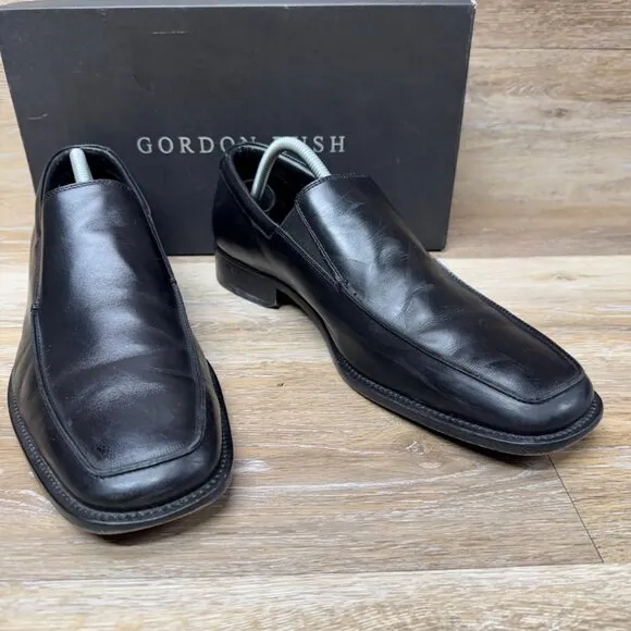 Gordon Rush Paris II Black Leather Square Toe Loafer Men's Size EU 44