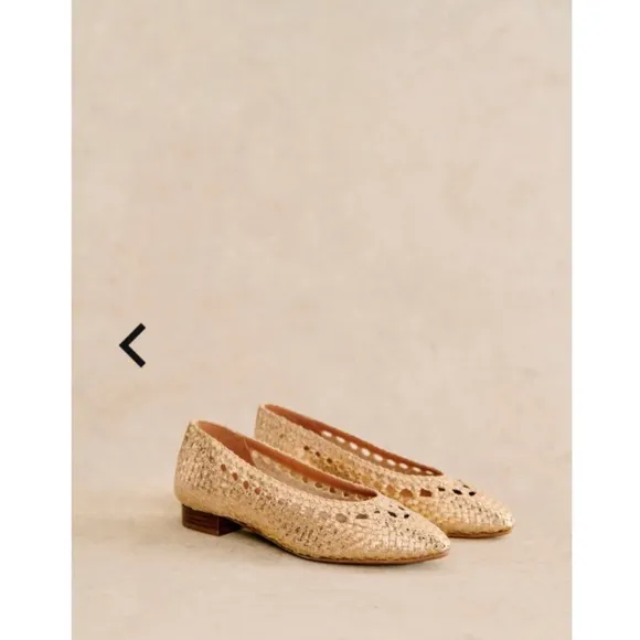 Gorgeous girly GOLD Sezane woven leather metallic classic ballet flats 38 🌞