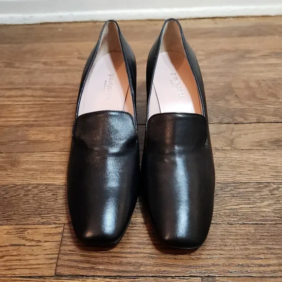 gravitypope Black Leather Heeled Loafers