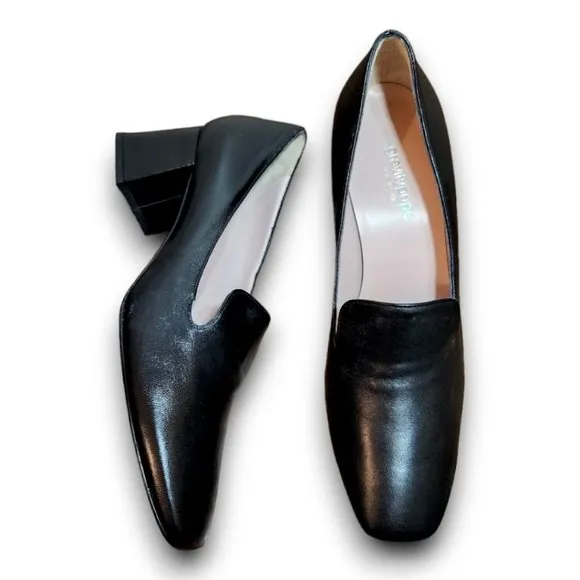 gravitypope Black Leather Heeled Loafers
