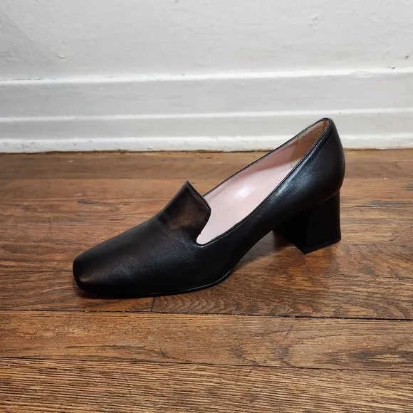 gravitypope Black Leather Heeled Loafers