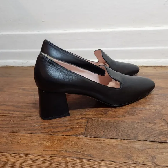 gravitypope Black Leather Heeled Loafers