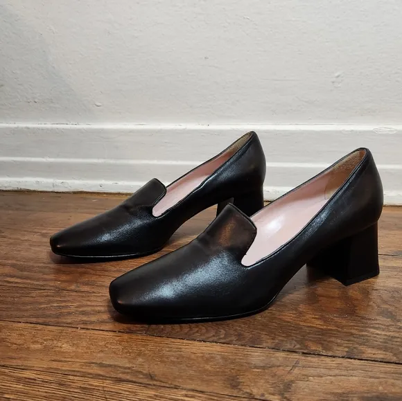 gravitypope Black Leather Heeled Loafers
