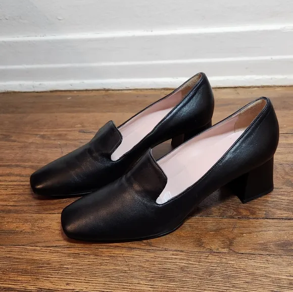 gravitypope Black Leather Heeled Loafers