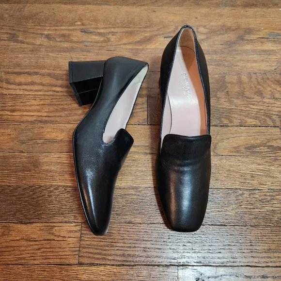 gravitypope Black Leather Heeled Loafers