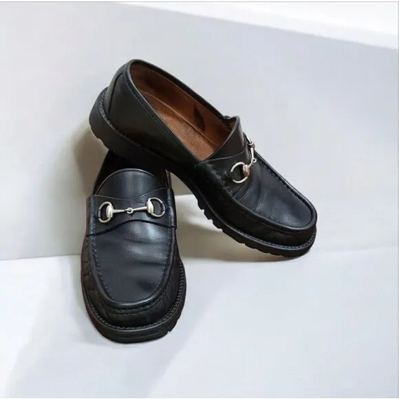 Gucci Black Loafers with Horsebit Detail