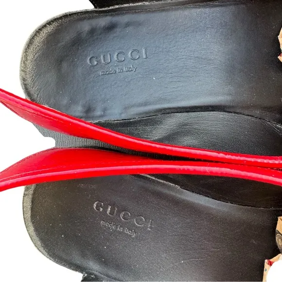 GUCCI Horsebit Loafers Red Patent Leather Flat Shoes Made in Italy Womens