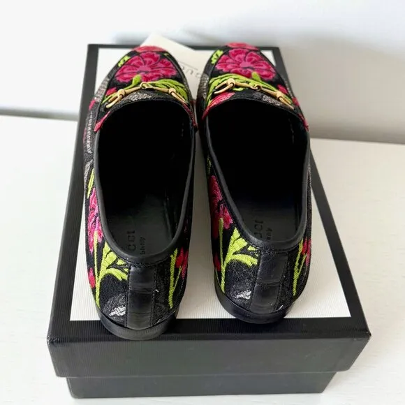GUCCI Jordaan Floral Brocade Horsebit Loafers – Size IT 39 / US 8.5–9