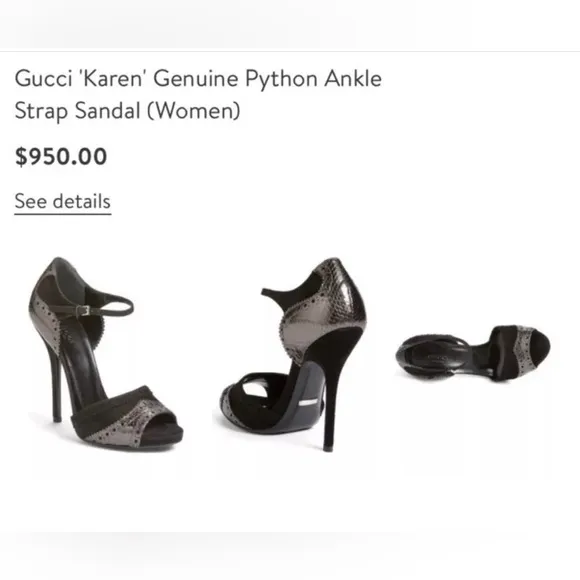 Gucci ‘Karen’ Python Ankle Strap Sandals