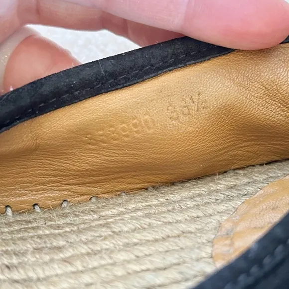 Gucci Monogram Espadrilles Flats Black GG Suede Microguccissima Size EU 36.5