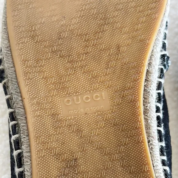 Gucci Monogram Espadrilles Flats Black GG Suede Microguccissima Size EU 36.5