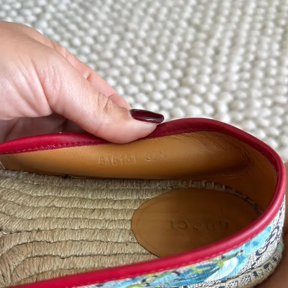 Gucci Red and Blue Espadrilles with Monogram Pattern