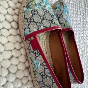 Gucci Red and Blue Espadrilles with Monogram Pattern