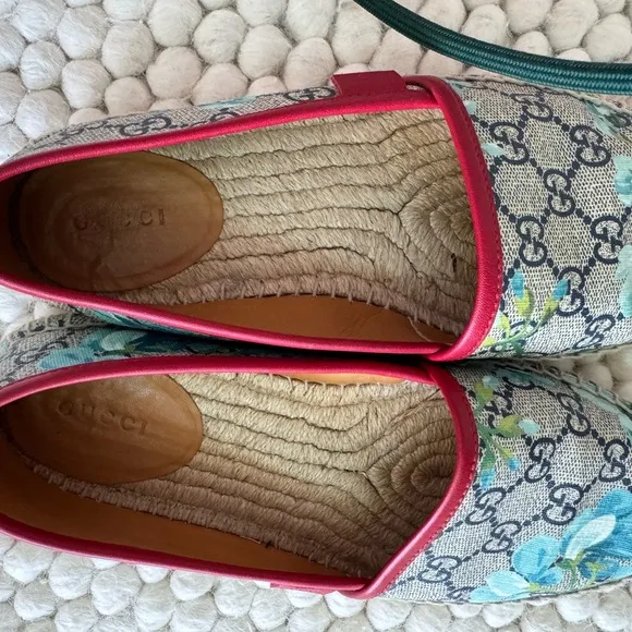 Gucci Red and Blue Espadrilles with Monogram Pattern