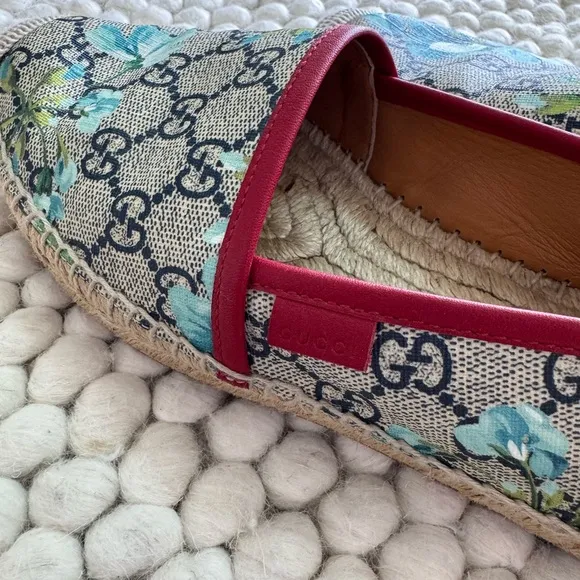 Gucci Red and Blue Espadrilles with Monogram Pattern