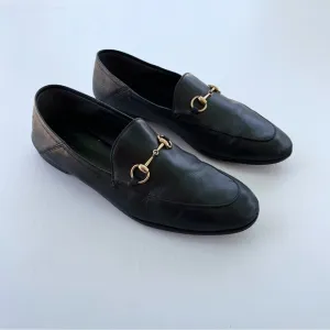 Gucci Vintage Classic Black Leather Horsebit Slip On Loafers size 41 / 10.5
