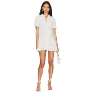 Heartloom Drea Dress in Eggshell White Large New Womens Mini Shirtdress