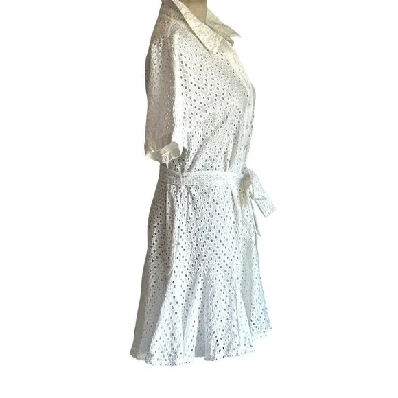 Heartloom Drea Dress in Eggshell White Large New Womens Mini Shirtdress
