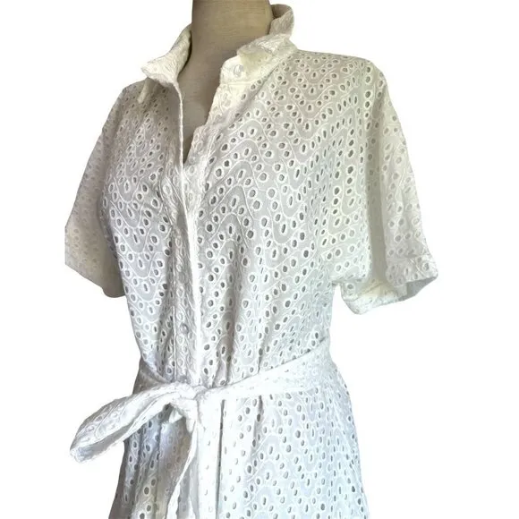 Heartloom Drea Dress in Eggshell White Large New Womens Mini Shirtdress