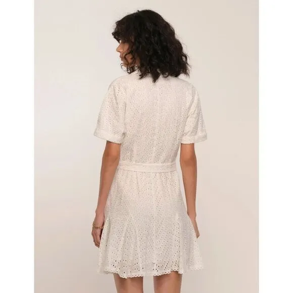 Heartloom Drea Dress in Eggshell White Large New Womens Mini Shirtdress