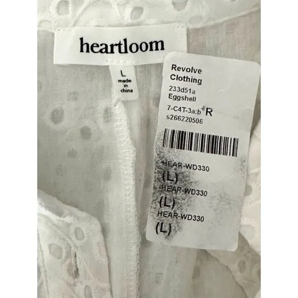 Heartloom Drea Dress in Eggshell White Large New Womens Mini Shirtdress