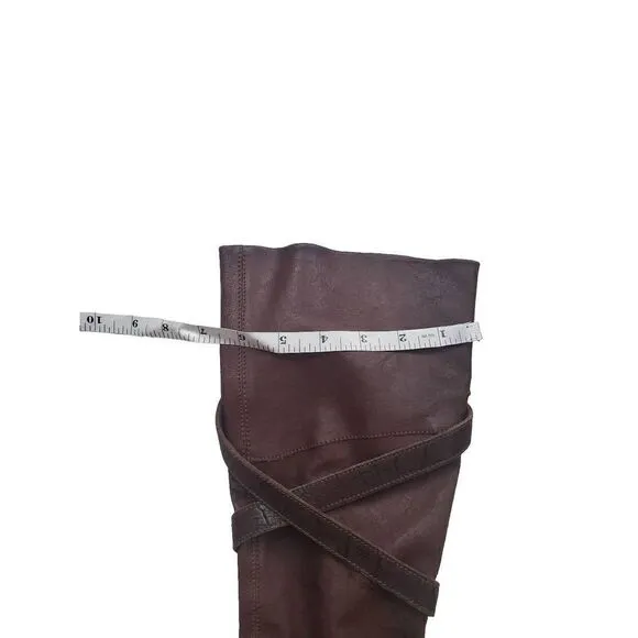 Henry Beguelin Brown Leather Buckle Knee High Boots Women's size 37.5/7.5