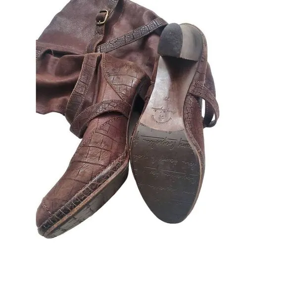 Henry Beguelin Brown Leather Buckle Knee High Boots Women's size 37.5/7.5