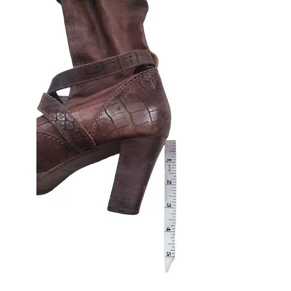 Henry Beguelin Brown Leather Buckle Knee High Boots Women's size 37.5/7.5
