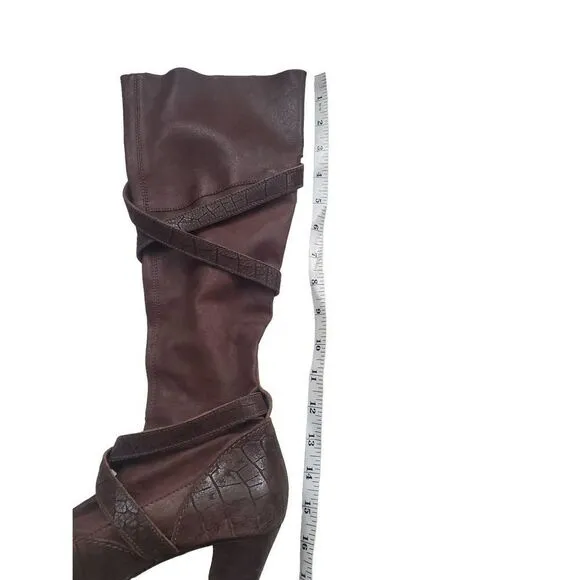 Henry Beguelin Brown Leather Buckle Knee High Boots Women's size 37.5/7.5