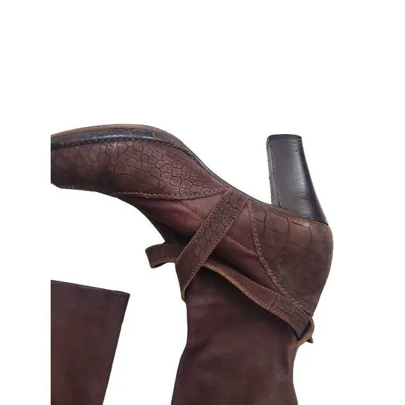 Henry Beguelin Brown Leather Buckle Knee High Boots Women's size 37.5/7.5
