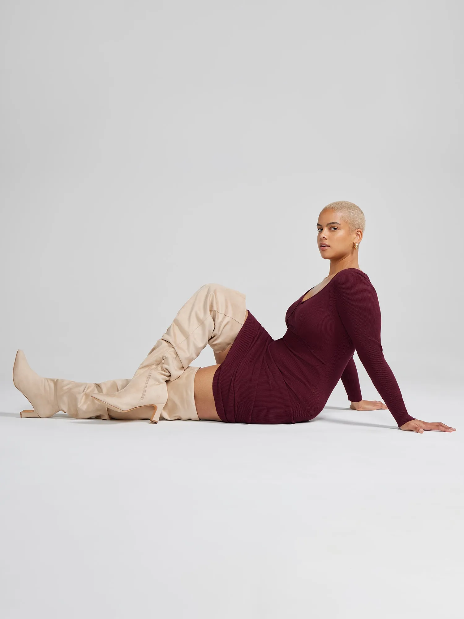 Hera Faux Suede Thigh-High Slouch Boots - Nadia x FTF