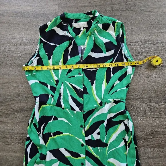 HOBBS Green Multi Laurenza Printed Sleeveless Button Down Midi Dress Size 8