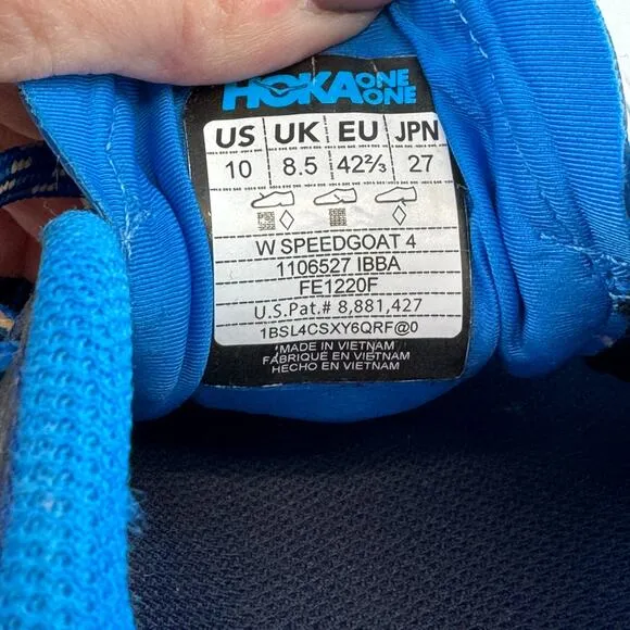 HOKA Indigo Bunting Bleached Apricot Speedgoat 4 Trail Shoe Sneaker Size 10