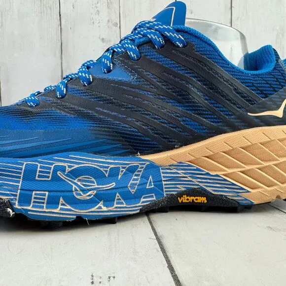 HOKA Indigo Bunting Bleached Apricot Speedgoat 4 Trail Shoe Sneaker Size 10
