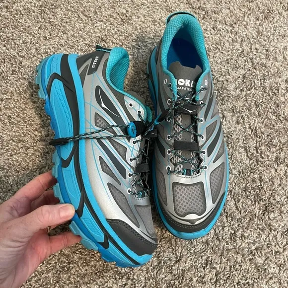 Hoka Mafate Speed running trail blue grey sneakers size women’s 9.5