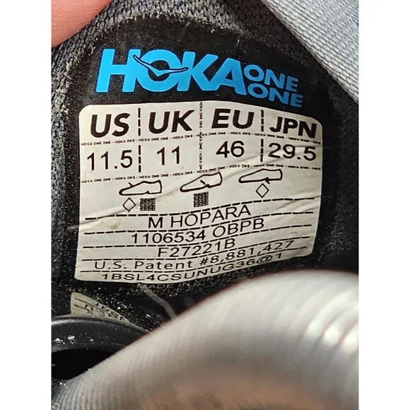 Hoka One One Hopara Sandal Sneakers mens 11.5 Slip on Blue Yellow running Trail