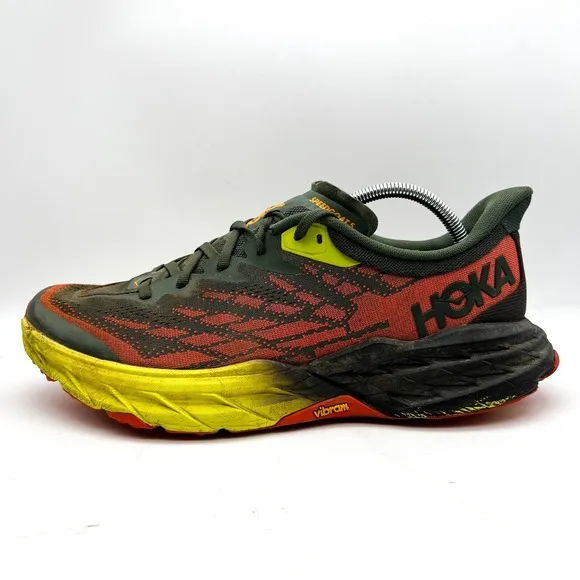 Hoka One One Speedgoat 5 Men's 11.5 D Green Trail Running Shoes Lace Up Sneakers