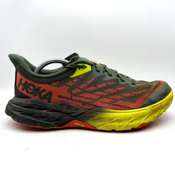 Hoka One One Speedgoat 5 Men's 11.5 D Green Trail Running Shoes Lace Up Sneakers