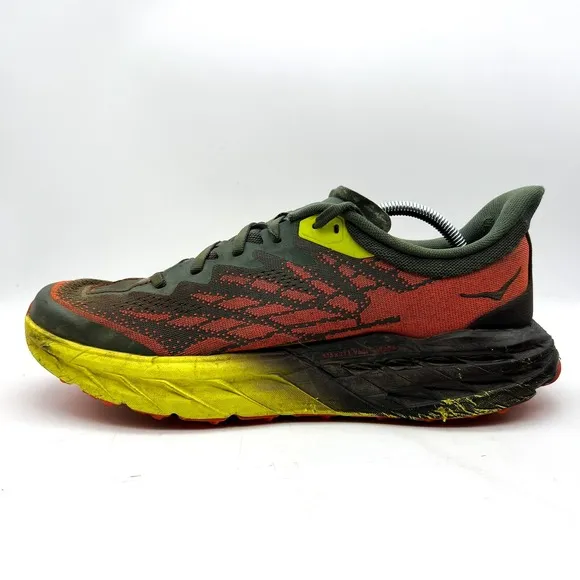 Hoka One One Speedgoat 5 Men's 11.5 D Green Trail Running Shoes Lace Up Sneakers