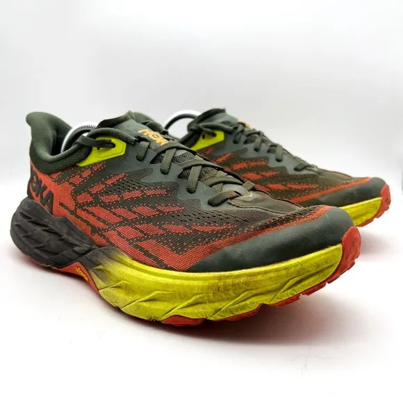 Hoka One One Speedgoat 5 Men's 11.5 D Green Trail Running Shoes Lace Up Sneakers