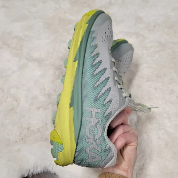 Hoka One One Women 9 B Torrent 3 Gray/Teal Road Running Sneakers Trail Terrain