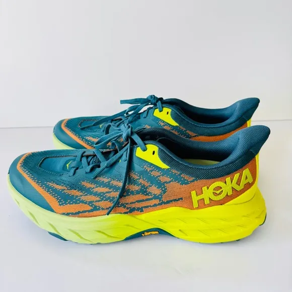 Hoka Speedgoat 5 Men Sneakers Trail Running Hiking Sz 10D Blue Coral Athletic