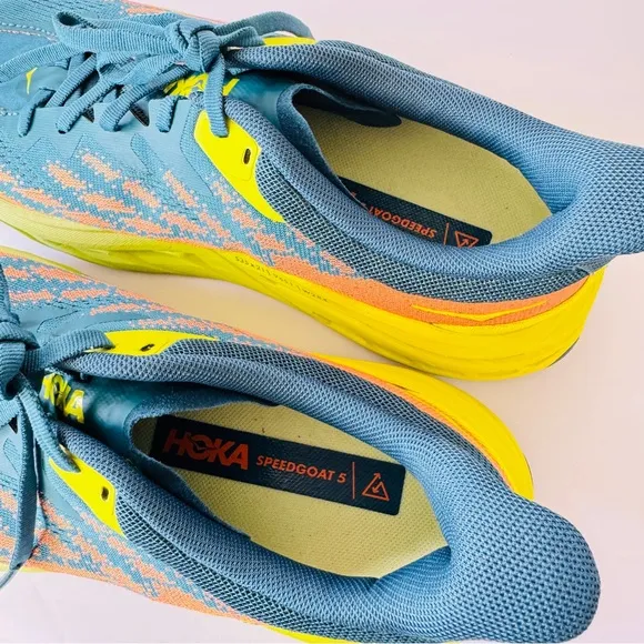 Hoka Speedgoat 5 Men Sneakers Trail Running Hiking Sz 10D Blue Coral Athletic