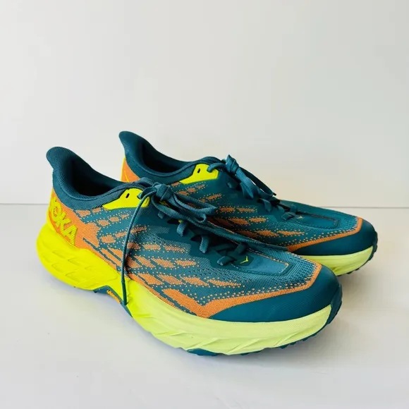 Hoka Speedgoat 5 Men Sneakers Trail Running Hiking Sz 10D Blue Coral Athletic