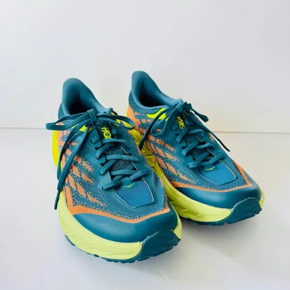 Hoka Speedgoat 5 Men Sneakers Trail Running Hiking Sz 9.5D Blue Coral Athletic