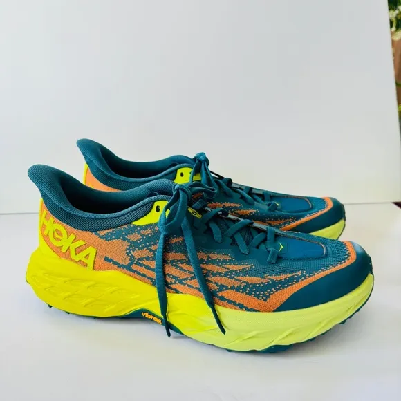 Hoka Speedgoat 5 Men Sneakers Trail Running Hiking Sz 9.5D Blue Coral Athletic