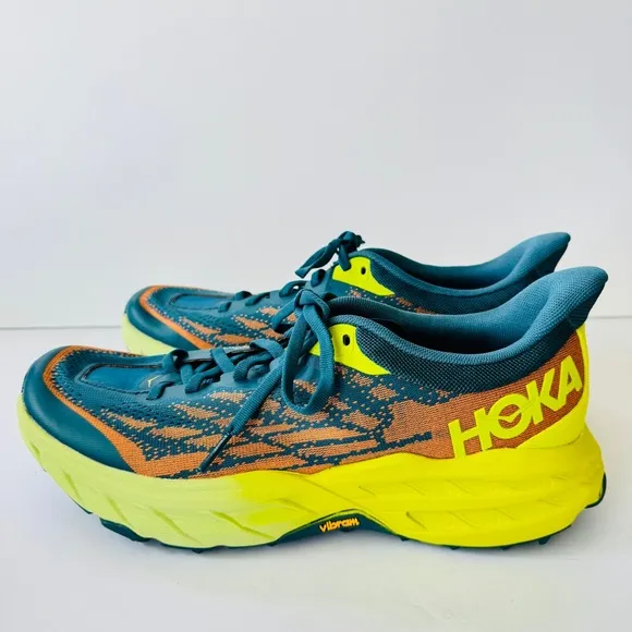Hoka Speedgoat 5 Men Sneakers Trail Running Hiking Sz 9.5D Blue Coral Athletic