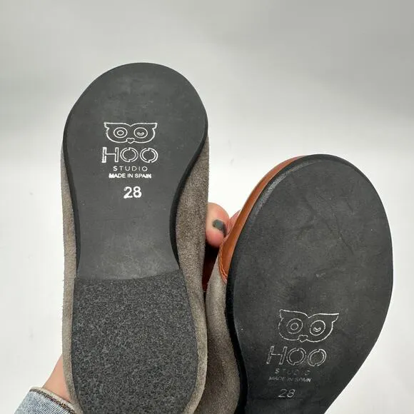 HOO SHOES STUDIOS Spain Collection Kids Toddler Leather Two Tone Loafers // 11